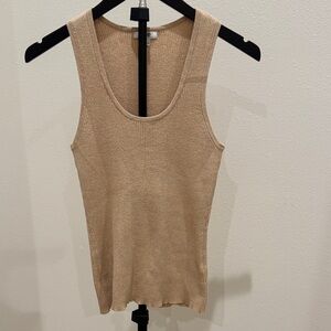 Ribbed Tank Top in Beige/Gold